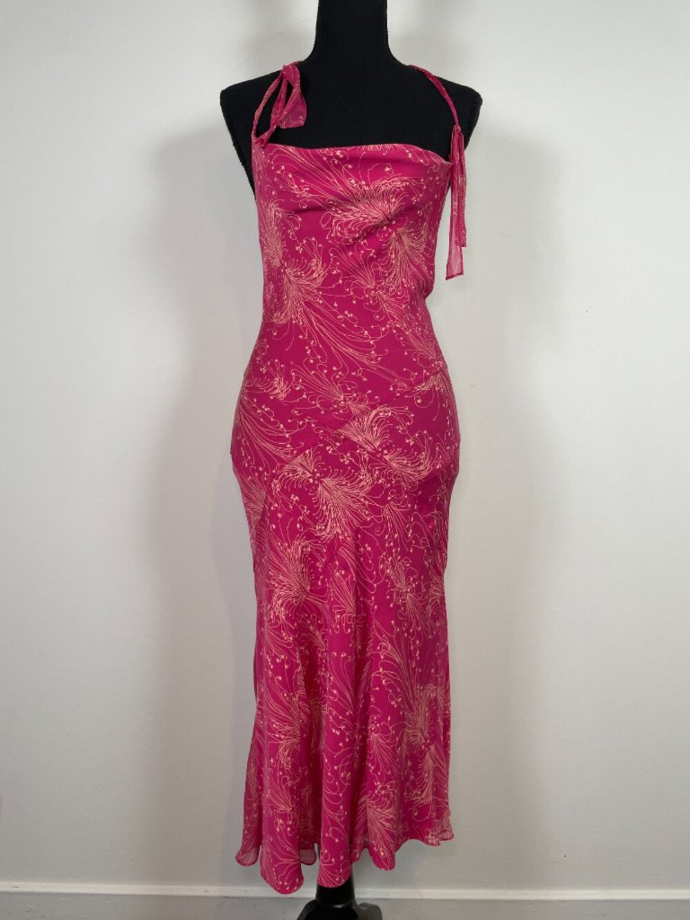 Diane von Furstenberg Calisto Pink Stretch Silk Halter Dress Size 2